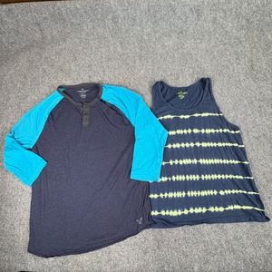 American Eagle T-Shirt Tank lot Bundle of 2 Mens Large Blue Causal‎ Y2K Retro